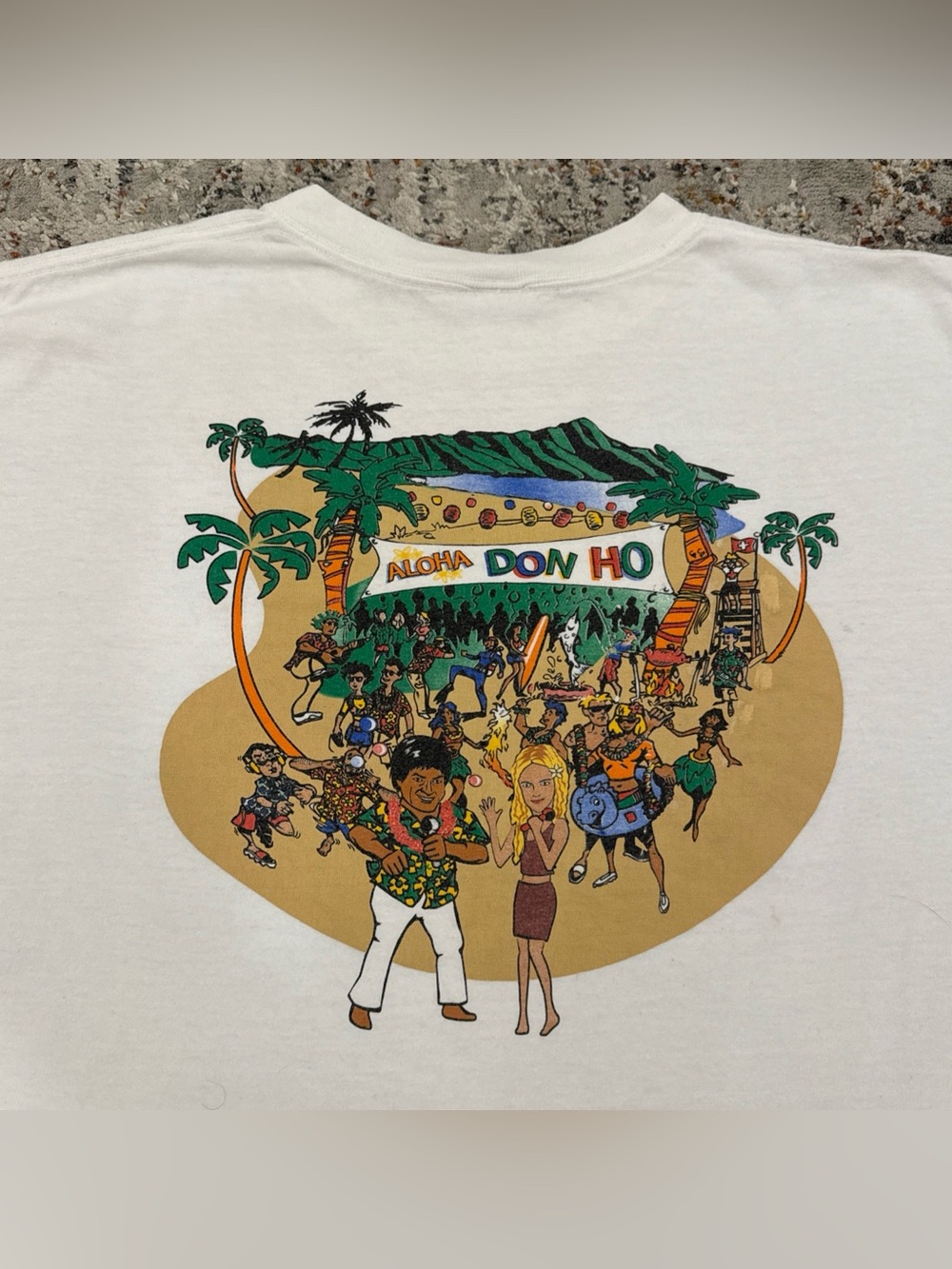 VTG 90s Don Ho Hawaii Graphic T Shirt Large White Double Sided Vintage Anvil Tee